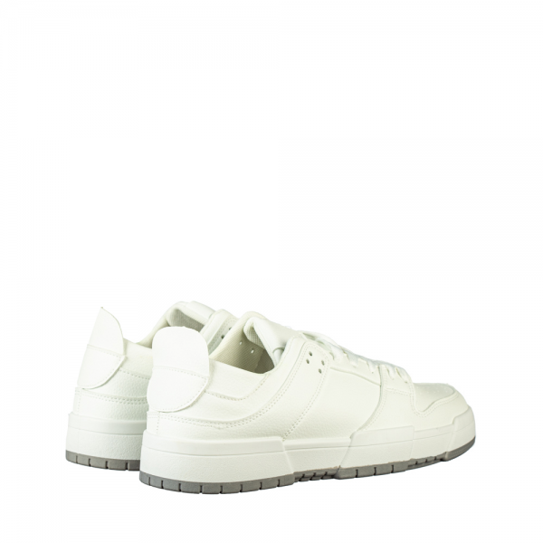 Ανδρικά αθλητικά παπούτσια  λευκά από οικολογικό δέρμα Kitu, 4 - Kalapod.gr